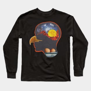 Weird collage head with beak Long Sleeve T-Shirt